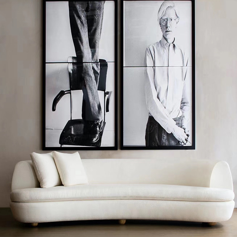 RSF-8252 sofá de tecido moderno curvo branco para sala de estar