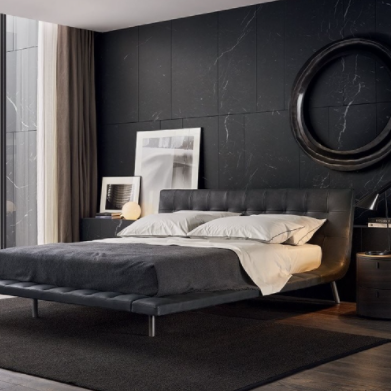 RBD-9309 Moderno Botão Design Cama King Size de Couro