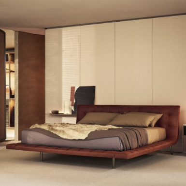 RBD-9309 Moderno Botão Design Cama King Size de Couro