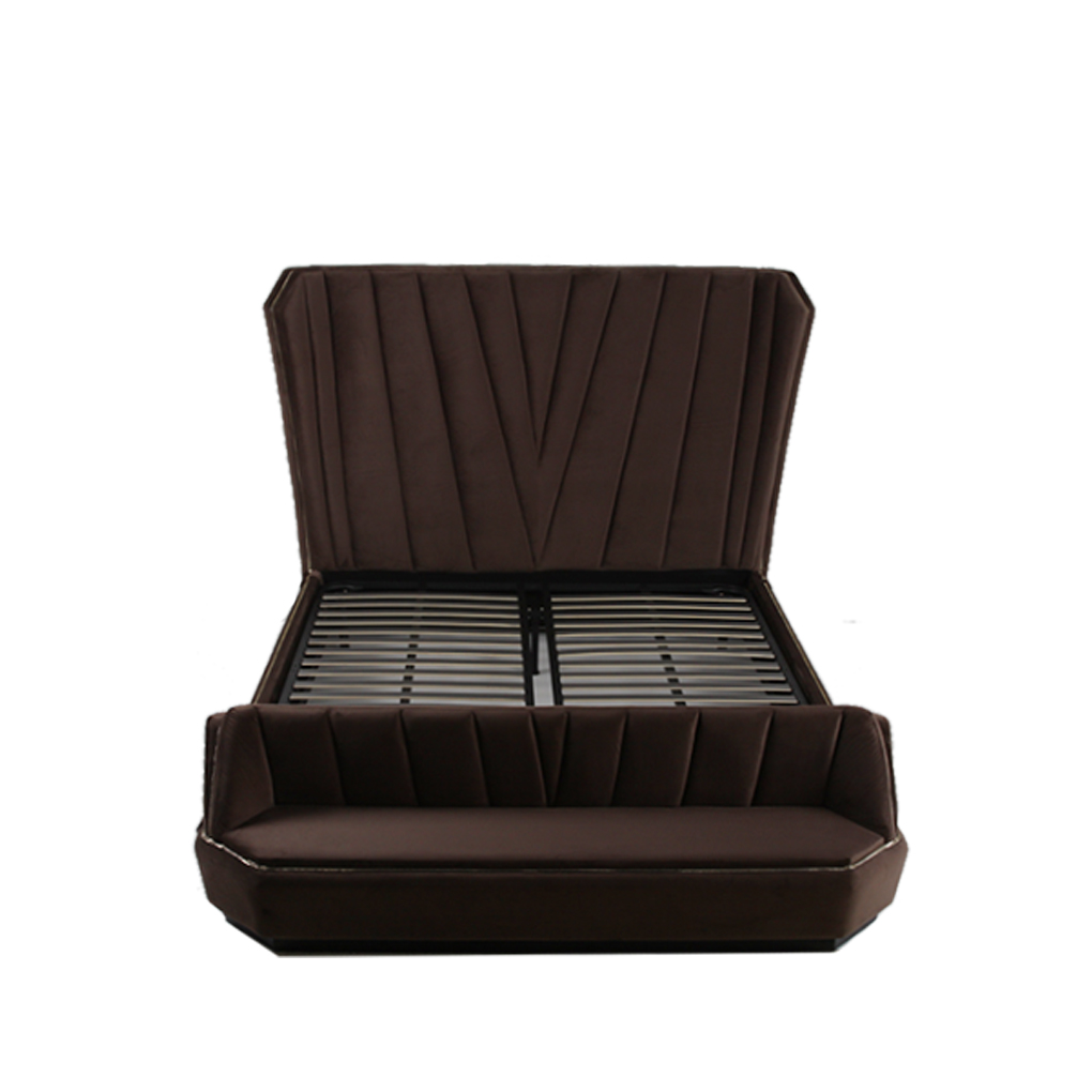 RBD-1081 Mobília do Quarto Luxo Iluminado Duplo King Size Metal Zíper Cama de Madeira Bases de Cama de Casal
