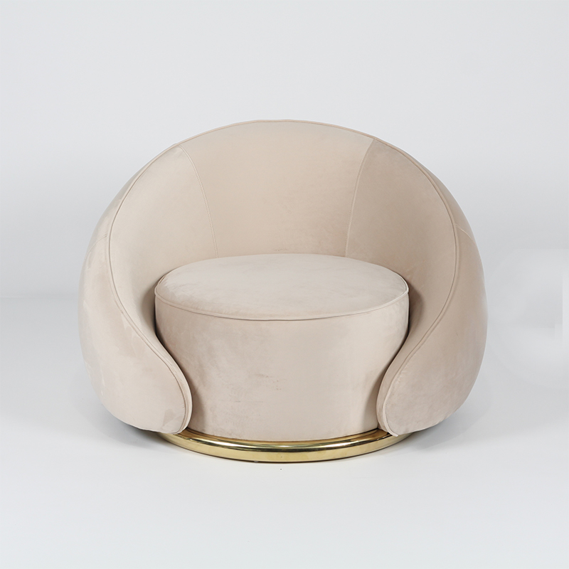 RJC-1260 Sala de Estar Sofá Único de Canto Champanhe Tecido de Veludo Estofado com Base de Aço Inoxidável