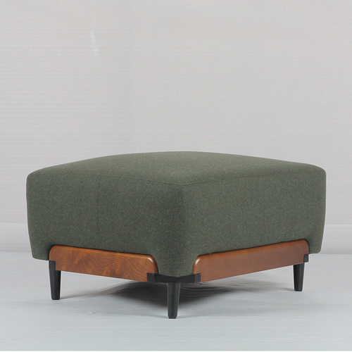 Otomano de base de madeira maciça RJC-1265 com tecido verde de alta qualidade estofado e decoração de cinto Otomano de base de madeira maciça RJC-1265 com tecido verde de alta qualidade estofado e decoração de cinto
