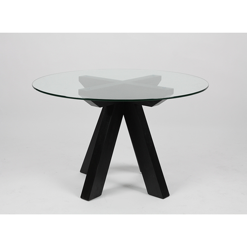 Tampo de vidro transparente transparente de design moderno RDT-2124 com base de madeira maciça preta Tampo de vidro transparente transparente de design moderno RDT-2124 com base de madeira maciça preta